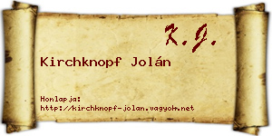 Kirchknopf Jolán névjegykártya